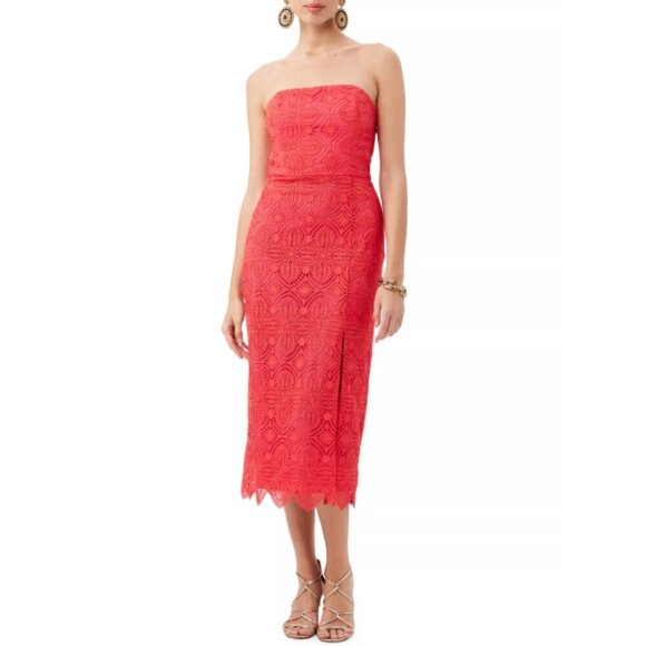 Trina Turk 'Stella 2' Strapless Lace Midi-Dress, Moroccan Sunset - Picture 2 of 4